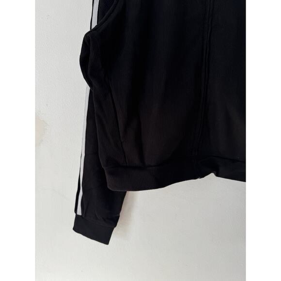 NWOT Halara Ribbed Stand Collar Long Sleeve Zipper Jacket Black Stripe Large - Picture 7 of 8